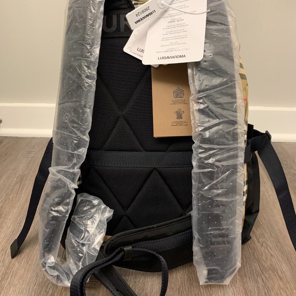 Authentic Burberry Large Wilfin Check Nylon Backpack In Archive Beige main image 11